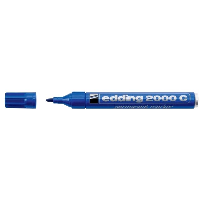 Marker permanent Edding 2000C, corp metalic, varf rotund, 1.5-3 mm, albastru BPTCED20003