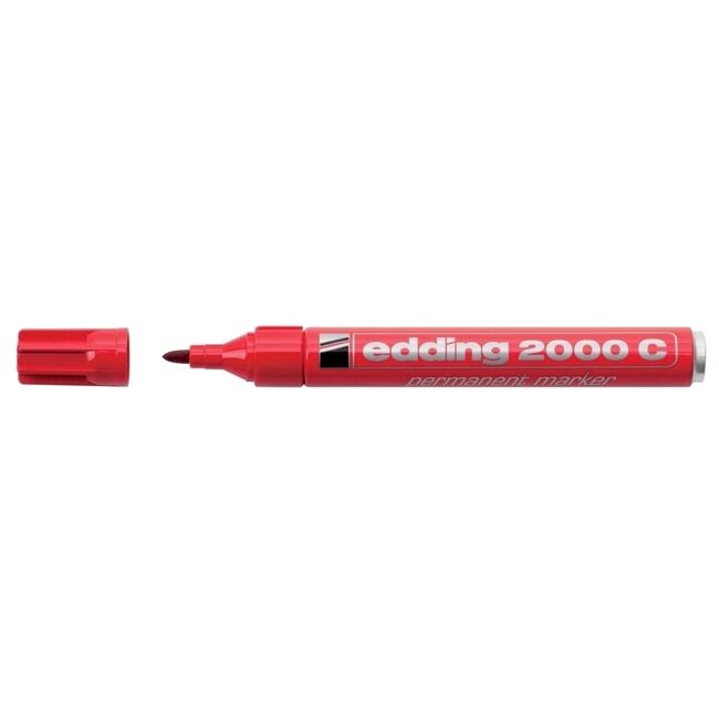 Marker permanent Edding 2000C, corp metalic, varf rotund, 1.5-3 mm, rosu BPTCED20002