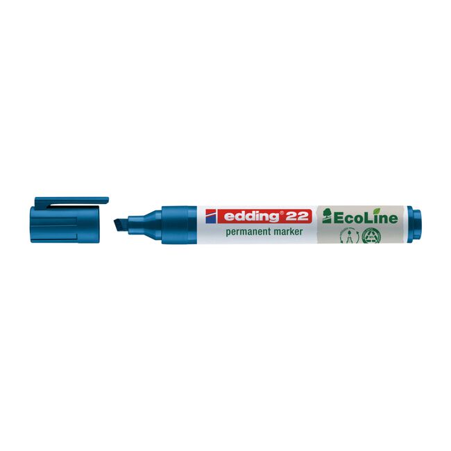 Marker permanent Edding 22 Ecoline, corp plastic, varf tesit 1-5 mm, albastru BPTCED000311