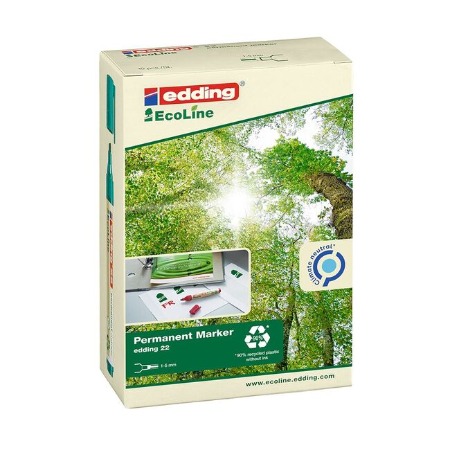 Marker permanent Edding 22 Ecoline, corp plastic, varf tesit 1-5 mm, albastru BPTCED000311