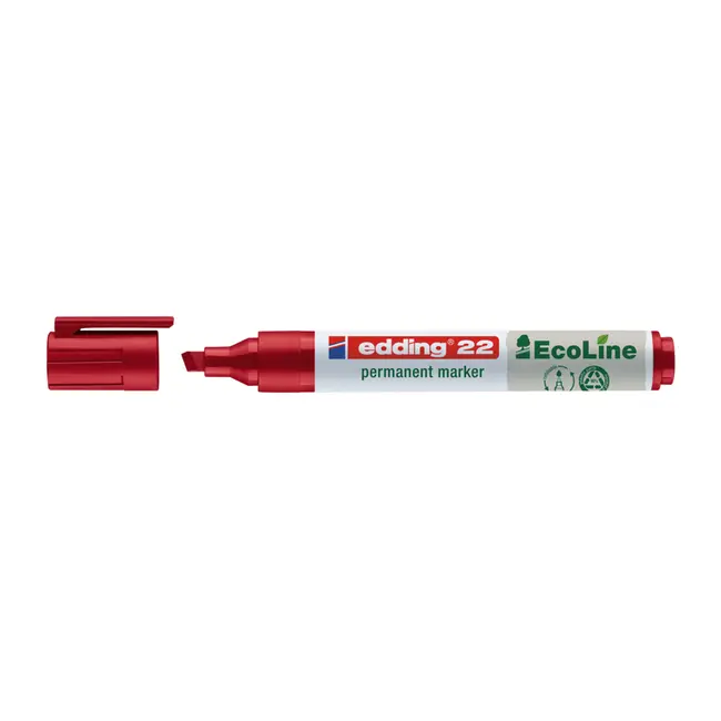 Marker permanent Edding 22 Ecoline, corp plastic, varf tesit 1-5 mm, rosu BPTCED000312