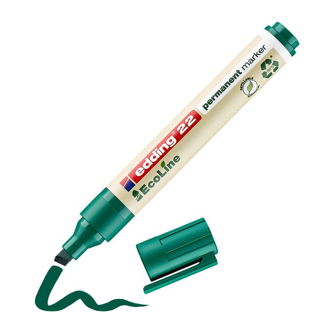 Marker permanent Edding 22 Ecoline, corp plastic, varf tesit 1-5 mm, verde BPTCED000314