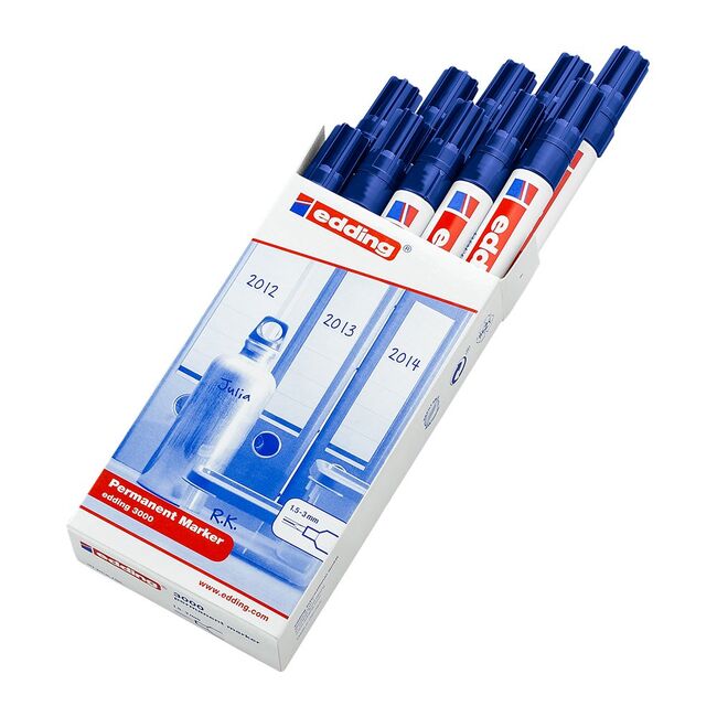Marker permanent Edding 3000, varf 1.5-3 mm, albastru BPTCED30003