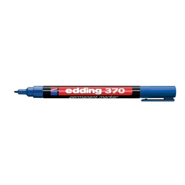 Marker permanent Edding 370, corp plastic, varf rotund, 1 mm, albastru BPTCED3703