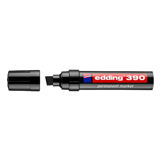 Marker permanent Edding 390, corp plastic, varf retezat 4-12 mm, negru BPTCED3901