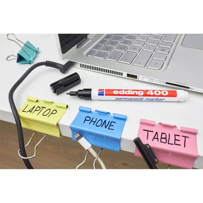 Marker permanent Edding 400, corp plastic, varf rotund, 1 mm, negru BPTCED4001