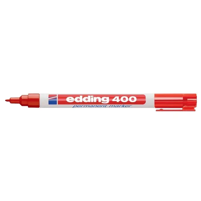Marker permanent Edding 400, corp plastic, varf rotund, 1 mm, rosu BPTCED4002