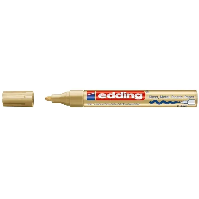 Marker permanent Edding 750, cu vopsea, corp metalic, varf rotund, 2-2-4 mm, auriu BPTCED75053