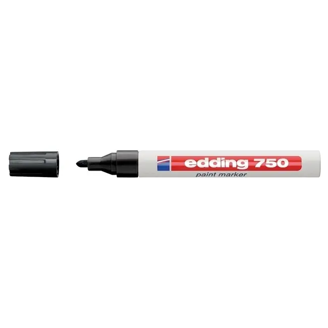 Marker permanent Edding 750, cu vopsea, corp metalic, varf rotund, 2-2-4 mm, negru BPTCED7501
