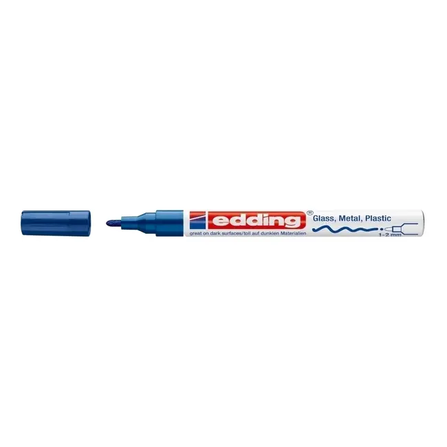 Marker permanent Edding 751 cu vopsea, corp metalic, varf rotund, 1-2 mm, albastru BPTCED751003