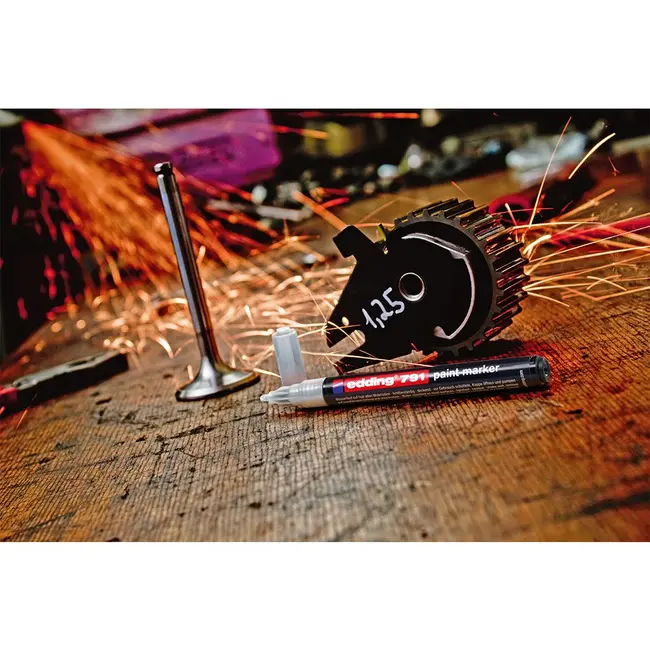 Marker permanent Edding 791, cu vopsea, corp plastic, varf rotund , 1-2 mm, albastru BPTCED7913