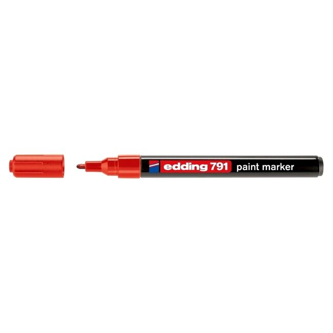 Marker permanent Edding 791, cu vopsea, corp plastic, varf rotund , 1-2 mm, rosu BPTCED7912