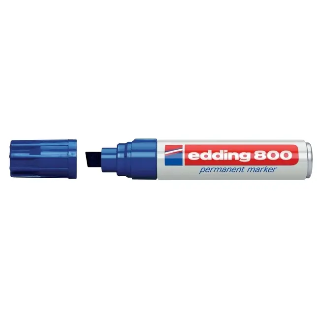 Marker permanent Edding 800, corp aluminiu, varf retezat, 4-12 mm, albastru BPTCED8003