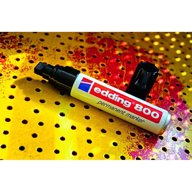 Marker permanent Edding 800, corp aluminiu, varf retezat, 4-12 mm, albastru BPTCED8003