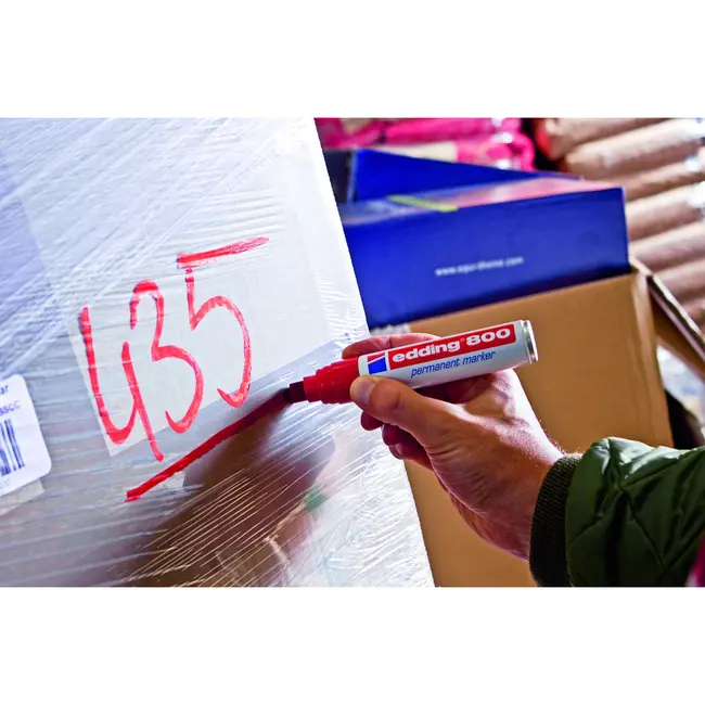 Marker permanent Edding 800, corp aluminiu, varf retezat, 4-12 mm, albastru BPTCED8003