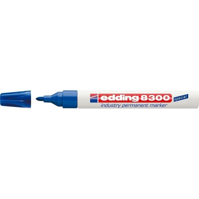 Marker permanent Edding 8300 Industrial, corp metalic, varf rotund, 1.5-3 mm, albastru BPTCED083003