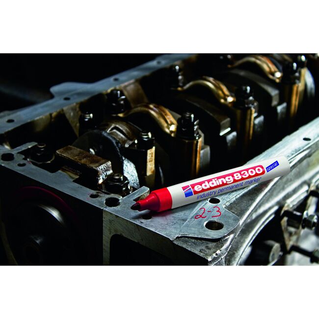 Marker permanent Edding 8300 Industrial, corp metalic, varf rotund, 1.5-3 mm, albastru BPTCED083003