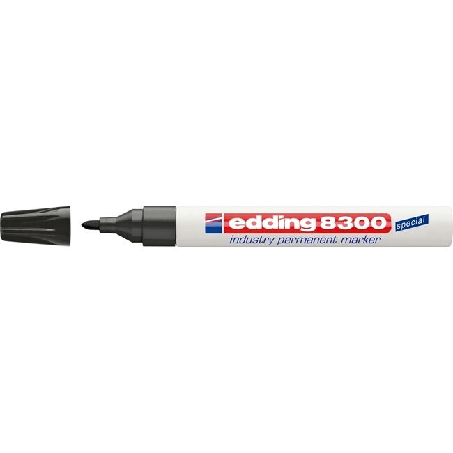 Marker permanent Edding 8300 Industrial, corp metalic, varf rotund, 1.5-3 mm, negru BPTCED083001