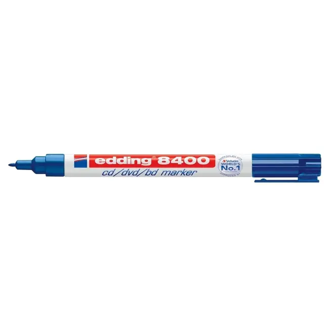 Marker permanent Edding 8400, pentru CD/DVD/BD, corp plastic, varf rotund, 0.75 mm, albastru BPTCED84003