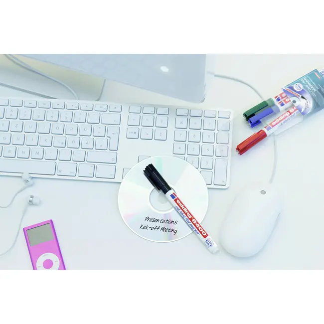 Marker permanent Edding 8400, pentru CD/DVD/BD, corp plastic, varf rotund, 0.75 mm, albastru BPTCED84003