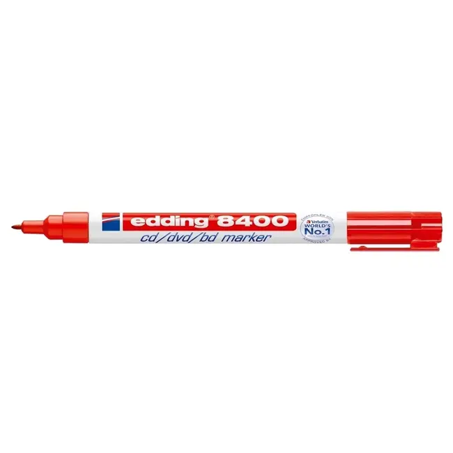 Marker permanent Edding 8400, pentru CD/DVD/BD, corp plastic, varf rotund, 0.75 mm, rosu BPTCED84002