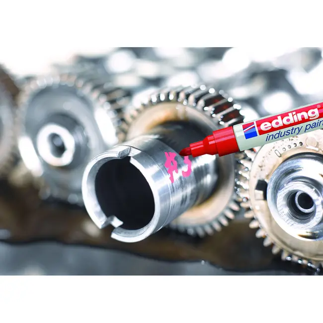 Marker permanent Edding 8750, cu vopsea, corp aluminiu, varf rotund, 2-4 mm, alb BPTCED875049