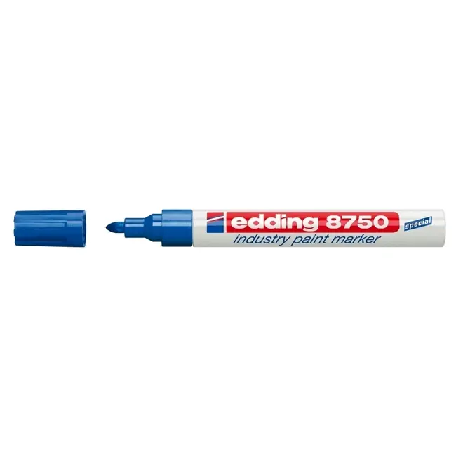 Marker permanent Edding 8750, cu vopsea, corp aluminiu, varf rotund, 2-4 mm, albastru BPTCED87503