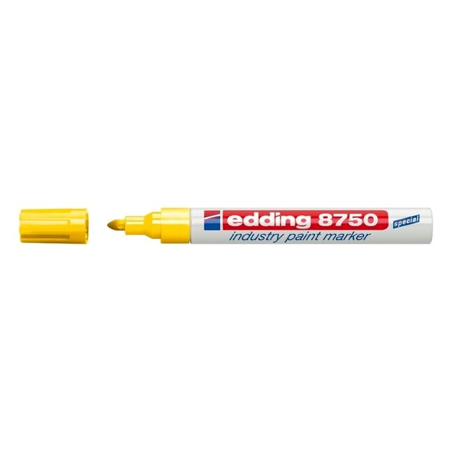 Marker permanent Edding 8750, cu vopsea, corp aluminiu, varf rotund, 2-4 mm, galben BPTCED87505
