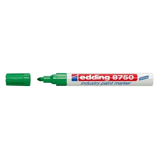 Marker permanent Edding 8750, cu vopsea, corp aluminiu, varf rotund, 2-4 mm, verde BPTCED87504