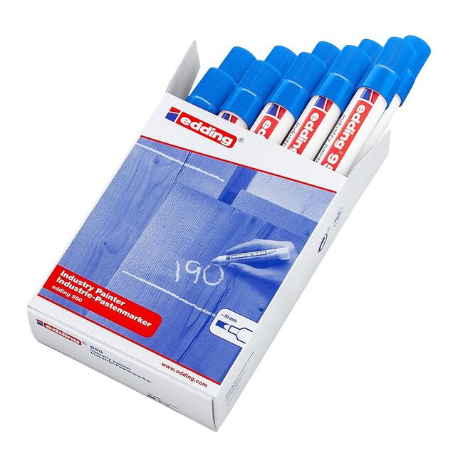 Marker permanent Edding 950, varf tip ceara, 10 mm, albastru BPTCED950003