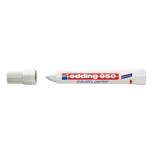 Marker permanent Edding 950 Industrial, corp plastic, varf rotund, 10mm, alb BPTCED950049
