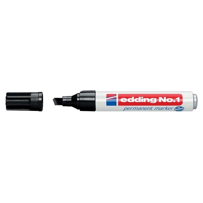 Marker permanent Edding No. 1, corp aluminiu, varf retezat, 1-5 mm, negru BPTCED11