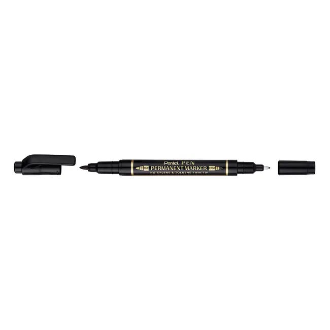 Marker permanent Pentel TWIN TIP 0.3/1.2 mm negru, rezistent, durabil, cerneala rezistenta la apa BPTCPE106115