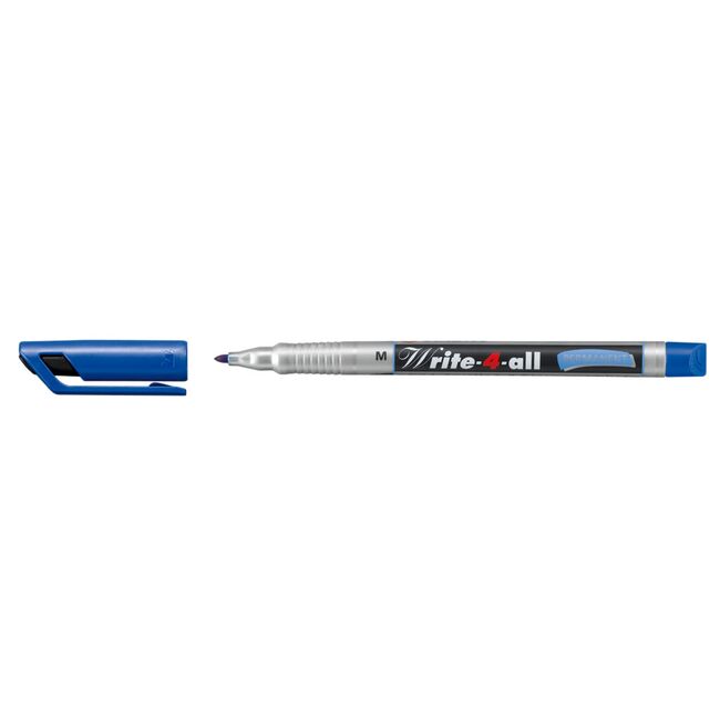 Marker permanent Stabilo, Write-4-All, corp plastic, varf rotund, 1 mm, albastru BPTCSW131413