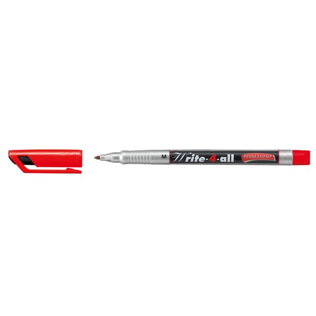Marker permanent Stabilo Write-4-All, corp plastic, varf rotund, 1 mm, rosu BPTCSW131412