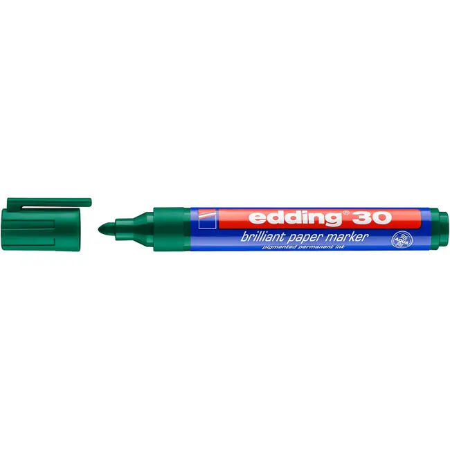 Marker permanent edding 30, corp din plastic reciclabil, varf rotund, 1.5-3 mm, verde BPTCED300004