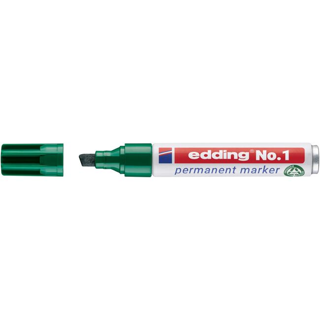 Marker permanent edding No. 1, corp din aluminiu reciclat, varf tesit, 1-5 mm, verde BPTCED14