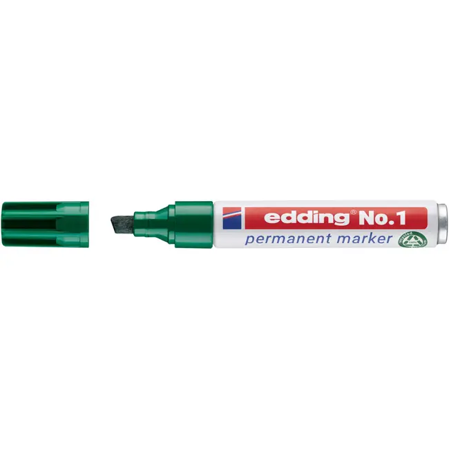 Marker permanent edding No. 1, corp din aluminiu reciclat, varf tesit, 1-5 mm, verde BPTCED14