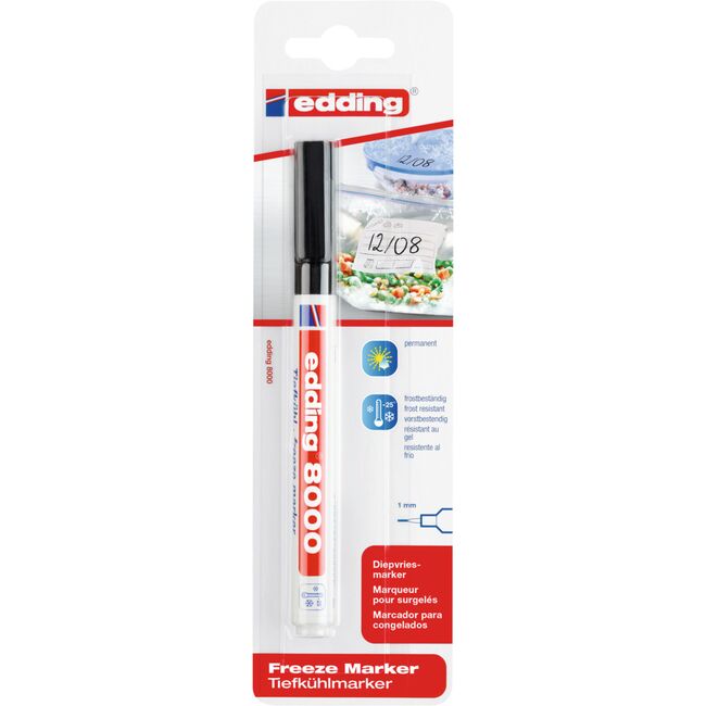 Marker rezistent la congelator edding 8000, corp plastic, varf rotund, 1 mm, negru BPTCED800001