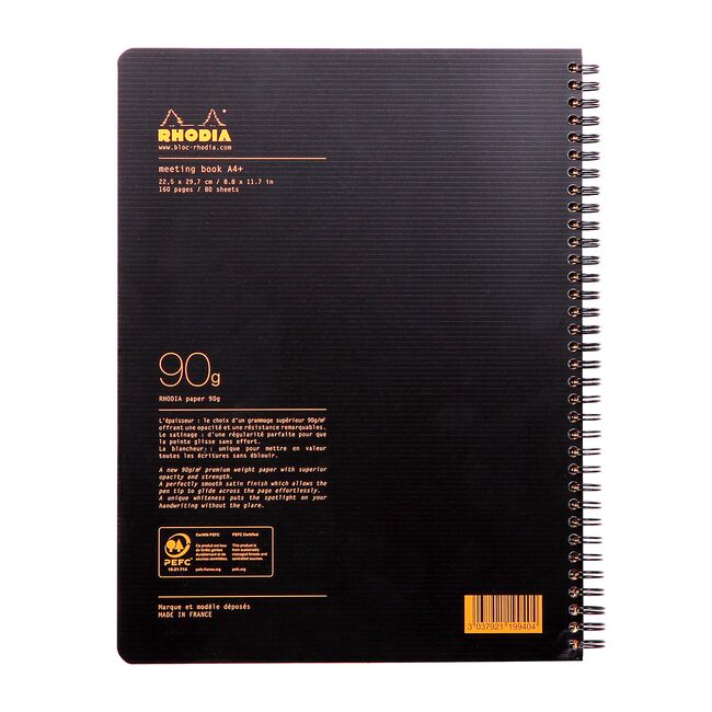 MeetingBook cu spira A4+ Rhodiactive, 80 file, negru BPTCCF1199404