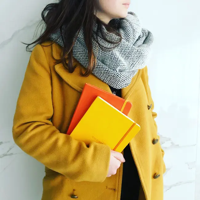 Notebook A5 Rhodiarama, 80 file, ivory, dictando, galben BPTCCF1174166