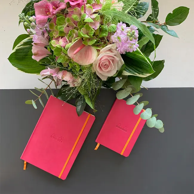 Notebook A5 Rhodiarama, 80 file, ivory, dictando, roze BPTCCF1174128