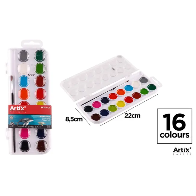 Acuarele 16 culori Main Paper, cu pensula BPTCMR903559