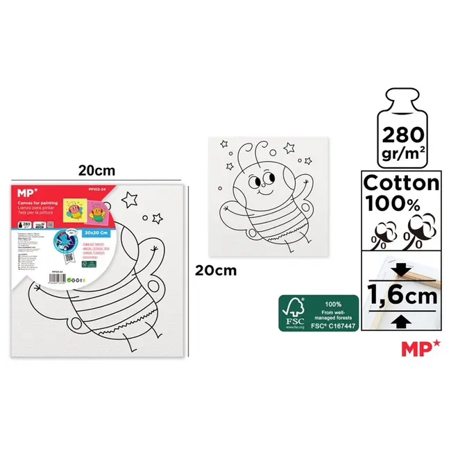 Canvas Main Paper, 20x20 cm, 280gr/mp, tematica albina BPTCMR233350