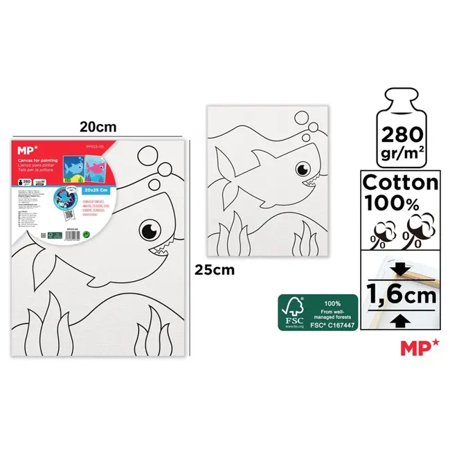 Canvas Main Paper, 20x25 cm, 280gr/mp, tematica rechin BPTCMR207399