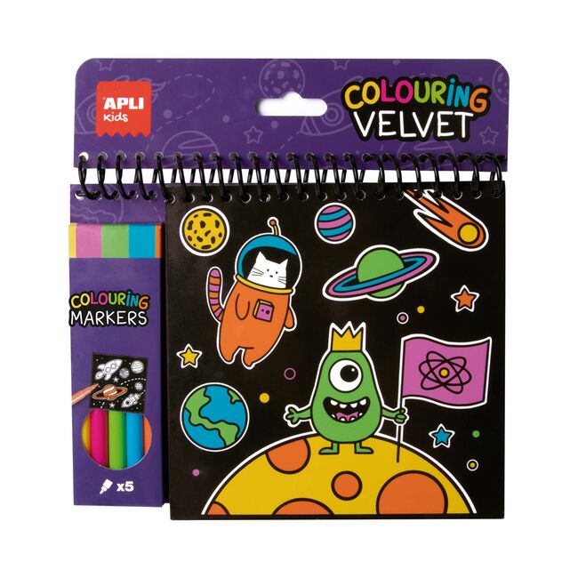 Carte de colorat cu contur catifelat Apli, 5 markere BPTCAL018508