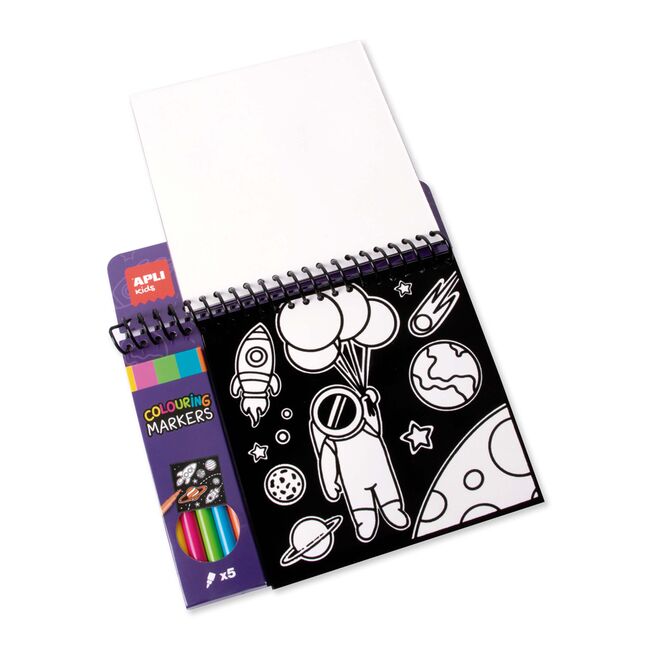 Carte de colorat cu contur catifelat Apli, 5 markere BPTCAL018508