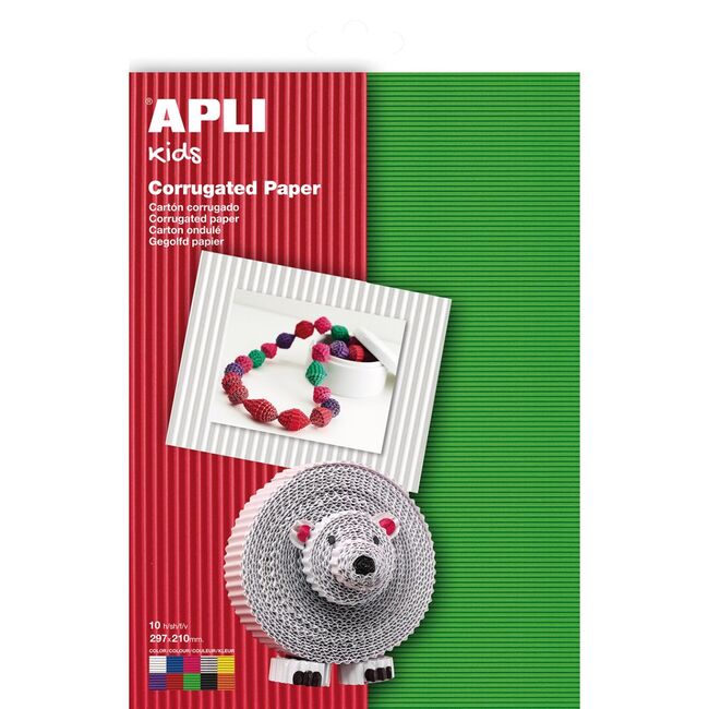 Carton ondulat APLI, A4, culori asortate, 10 coli/set BPTCAL013826