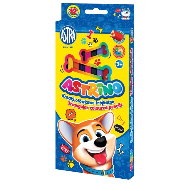 Creioane colorate Astra triunghiulare Astrino, 12 bucati/set BPTCAZ221004