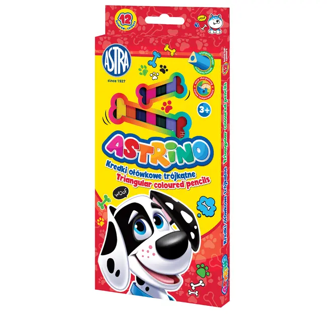 Creioane colorate Astra triunghiulare Astrino, 12 bucati/set BPTCAZ221004